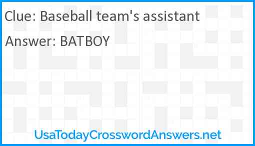 Baseball team's assistant Answer
