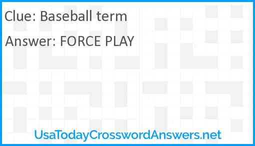 Baseball term Answer