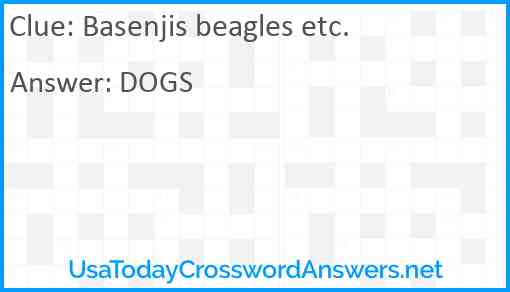 Basenjis beagles etc. Answer