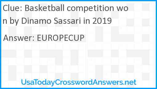 Basketball competition won by Dinamo Sassari in 2019 Answer