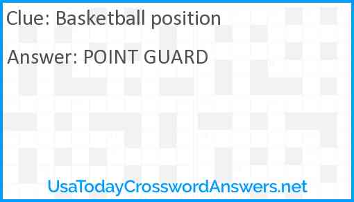 Basketball position Answer