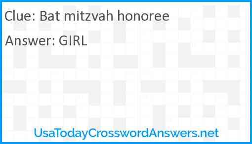 Bat mitzvah honoree Answer