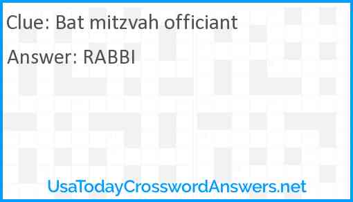 Bat mitzvah officiant Answer