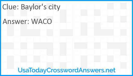 Baylor's city Answer