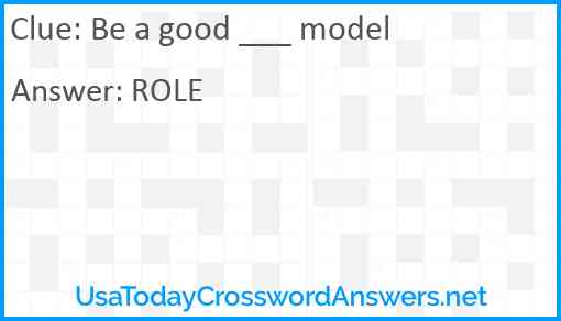Be a good ___ model Answer