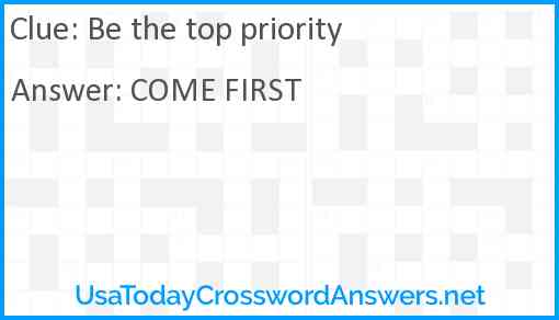 Be the top priority Answer