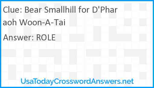 Bear Smallhill for D'Pharaoh Woon-A-Tai Answer
