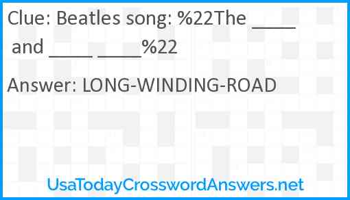Beatles song: %22The ____ and ____ ____%22 Answer