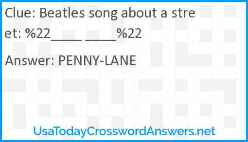 Beatles song about a street: %22____ ____%22 Answer