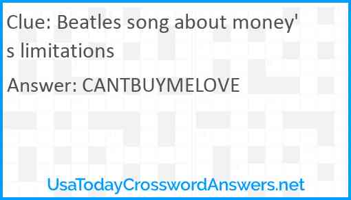 Beatles song about money's limitations Answer