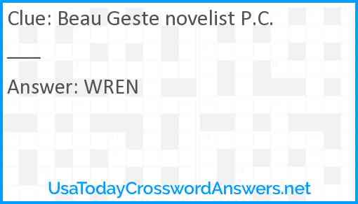 Beau Geste novelist P.C. ___ Answer