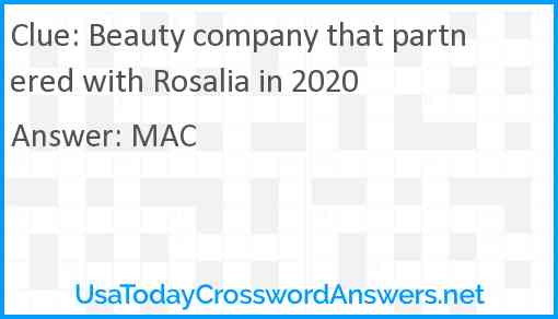 Beauty company that partnered with Rosalia in 2020 Answer
