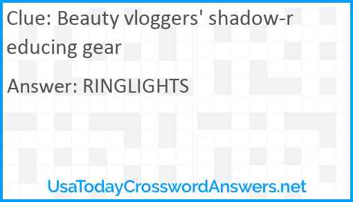 Beauty vloggers' shadow-reducing gear Answer