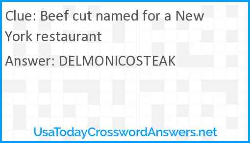 Beef cut named for a New York restaurant Answer