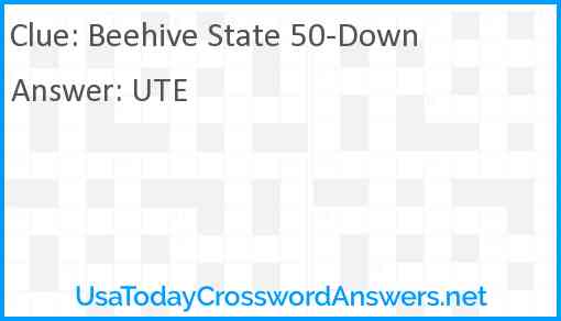 Beehive State 50-Down Answer