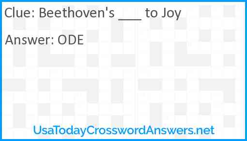Beethoven's ___ to Joy Answer