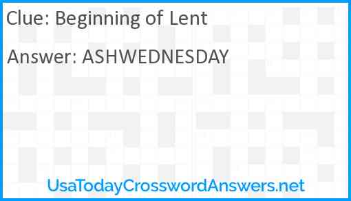 Beginning of Lent Answer