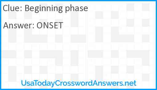 Beginning phase Answer