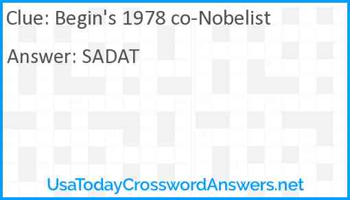 Begin's 1978 co-Nobelist Answer