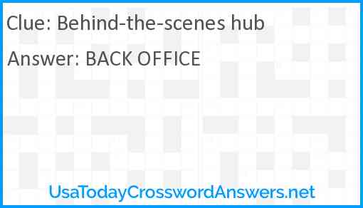 Behind-the-scenes hub Answer