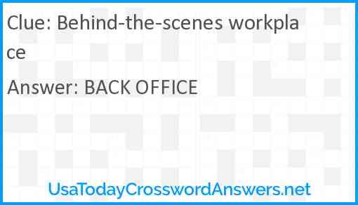 Behind-the-scenes workplace Answer