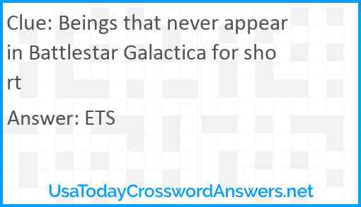 Beings that never appear in Battlestar Galactica for short Answer