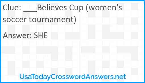___Believes Cup (women's soccer tournament) Answer