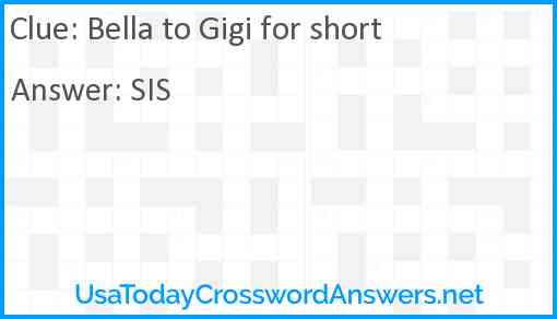 Bella to Gigi for short Answer