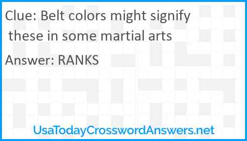 Belt colors might signify these in some martial arts Answer