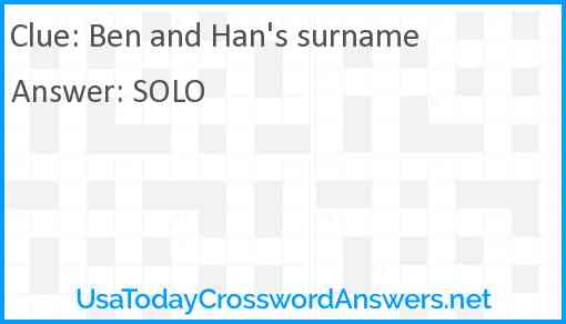 Ben and Han's surname Answer
