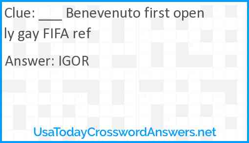 ___ Benevenuto first openly gay FIFA ref Answer