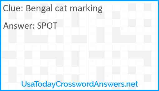 Bengal cat marking Answer