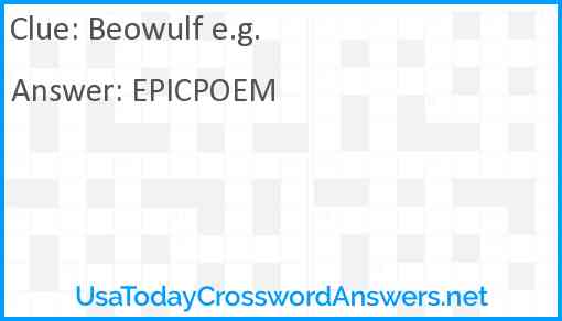 Beowulf e.g. Answer