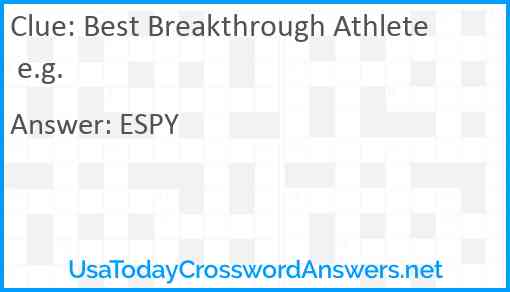 Best Breakthrough Athlete e.g. Answer