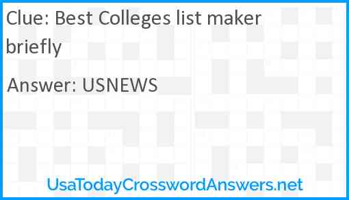 Best Colleges list maker briefly Answer