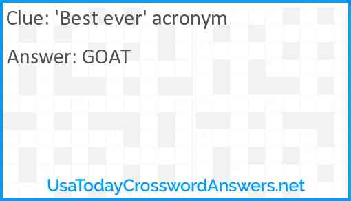 #39 Best ever #39 acronym crossword clue UsaTodayCrosswordAnswers net