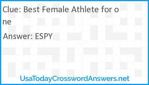 Best Female Athlete for one Answer