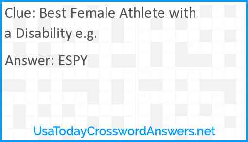 Best Female Athlete with a Disability e.g. Answer
