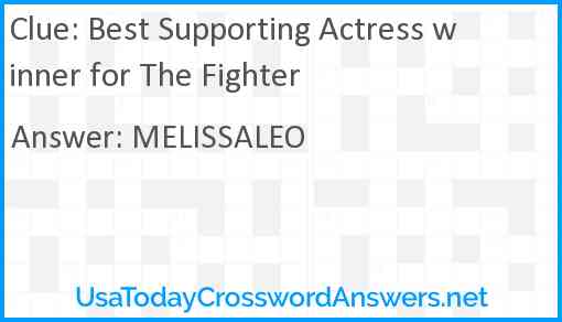 Best Supporting Actress winner for The Fighter Answer