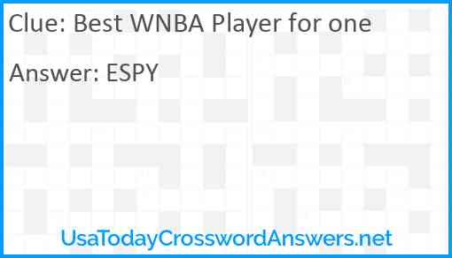 Best WNBA Player for one Answer