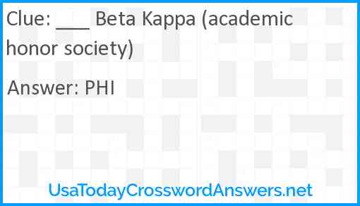 ___ Beta Kappa (academic honor society) Answer