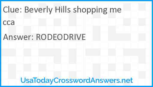 Beverly Hills shopping mecca Answer