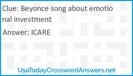 Beyonce song about emotional investment Answer