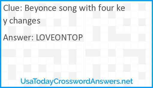 Beyonce song with four key changes Answer