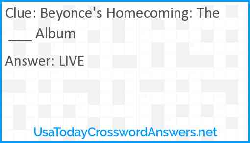Beyonce's Homecoming: The ___ Album Answer