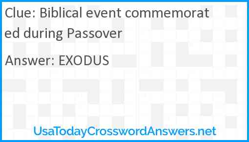 Biblical event commemorated during Passover Answer