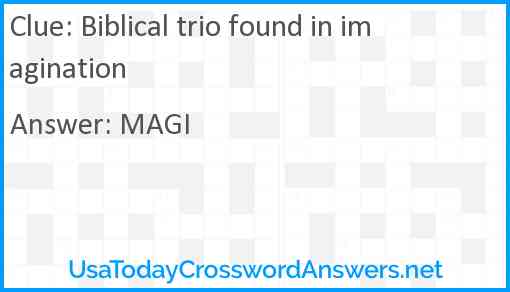 Biblical trio found in imagination Answer