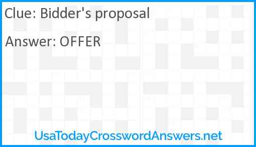 Bidder's proposal Answer
