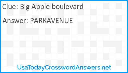 Big Apple boulevard Answer