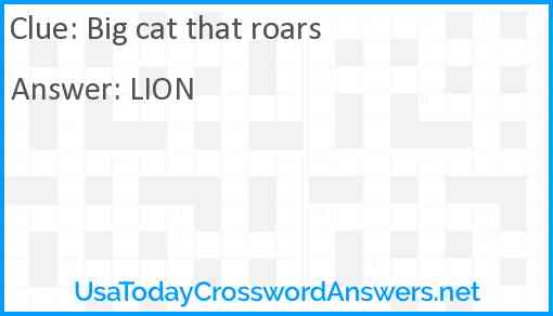Big cat that roars Answer